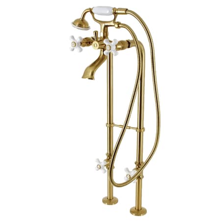 Kingston Brass CCK266PXK7 Freestanding Clawfoot Tub Faucet Package with Supply Line, Brushed Brass CCK266PXK7